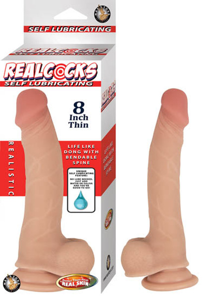 Realcocks Self Lubricating 8in Thin Flesh