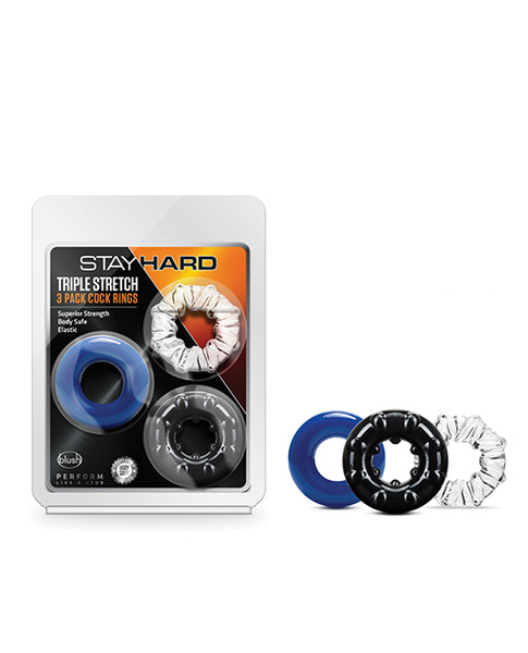 Stay Hard Triple Stretch 3 Pk Cock Ring