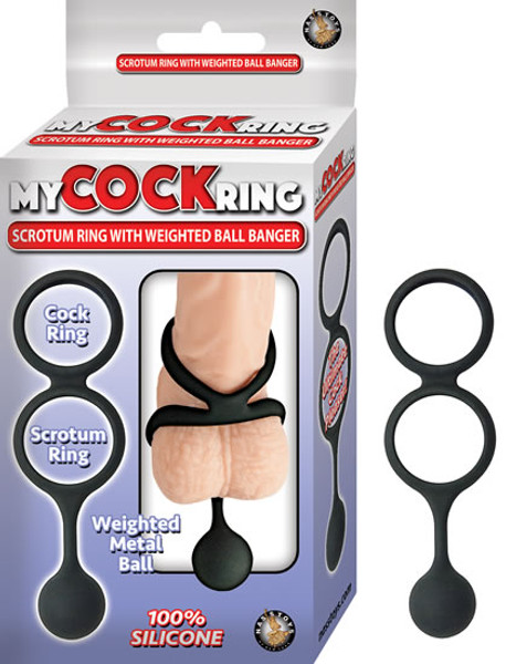 My Cockring Vibrating Scrotum W Weighted Ball Banger Black