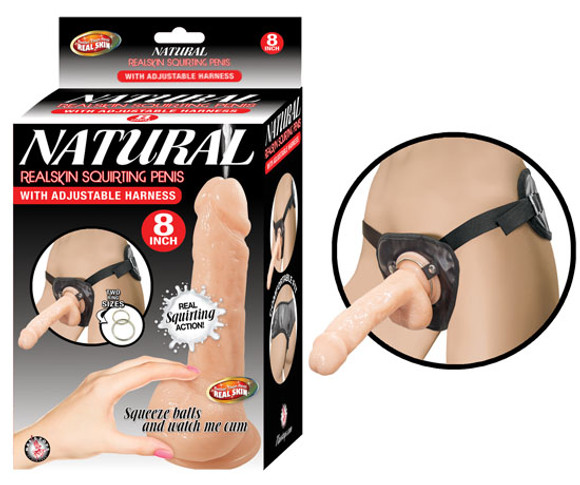 Natural Realskin Squirting Penis with Adjustable Harness