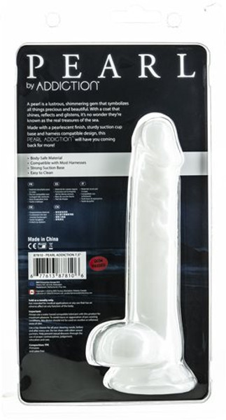 Addiction Pearl 7.5 inch Dildo with Bullet (Pearl White) box back