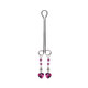 Bijoux De Cli Double Loop W/ Heart Charm & Fuchsia Beads