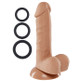 Premium Silicone Dildos with 3 Cock Rings tan