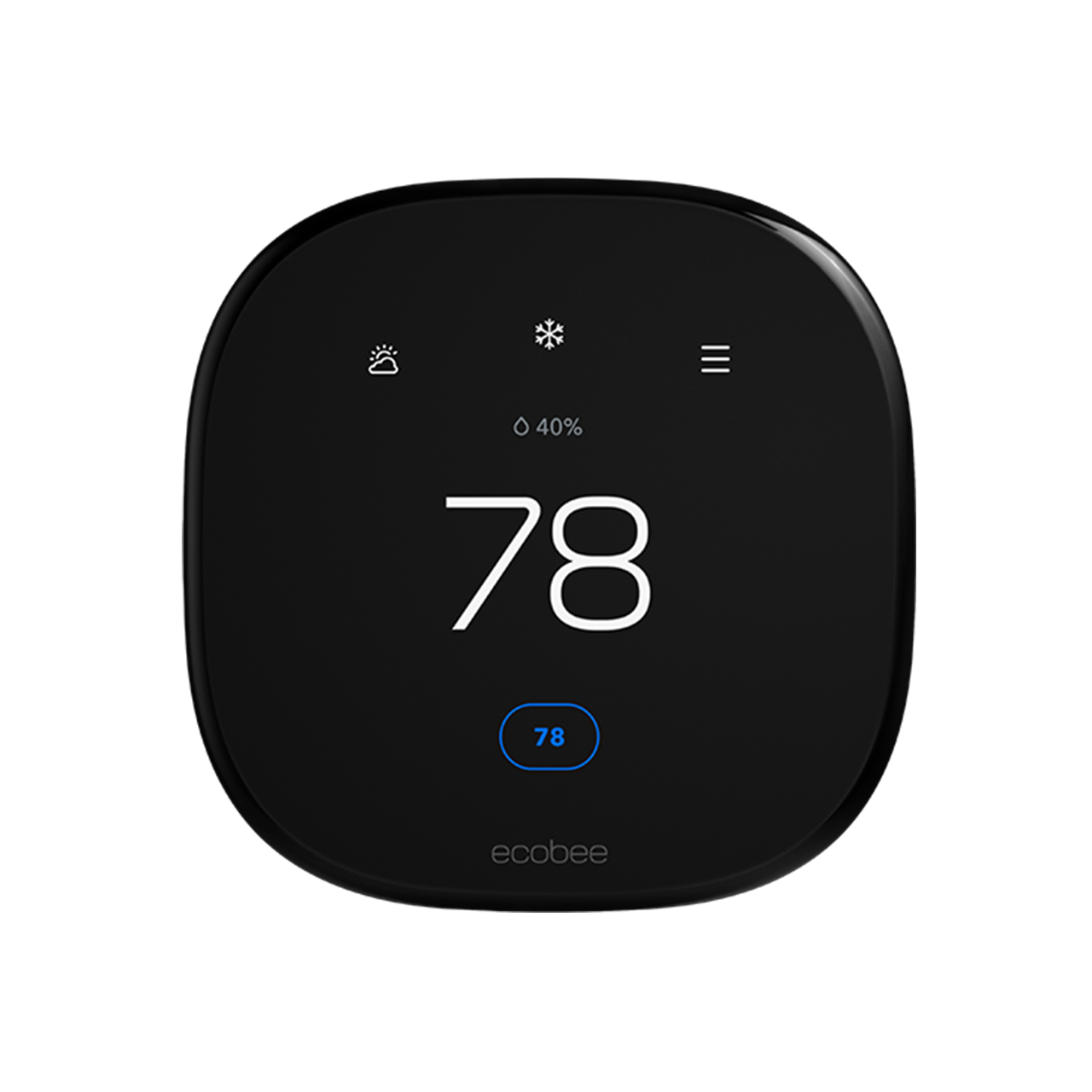 ecobee Smart Thermostat Enhanced set to 78 degrees cooling