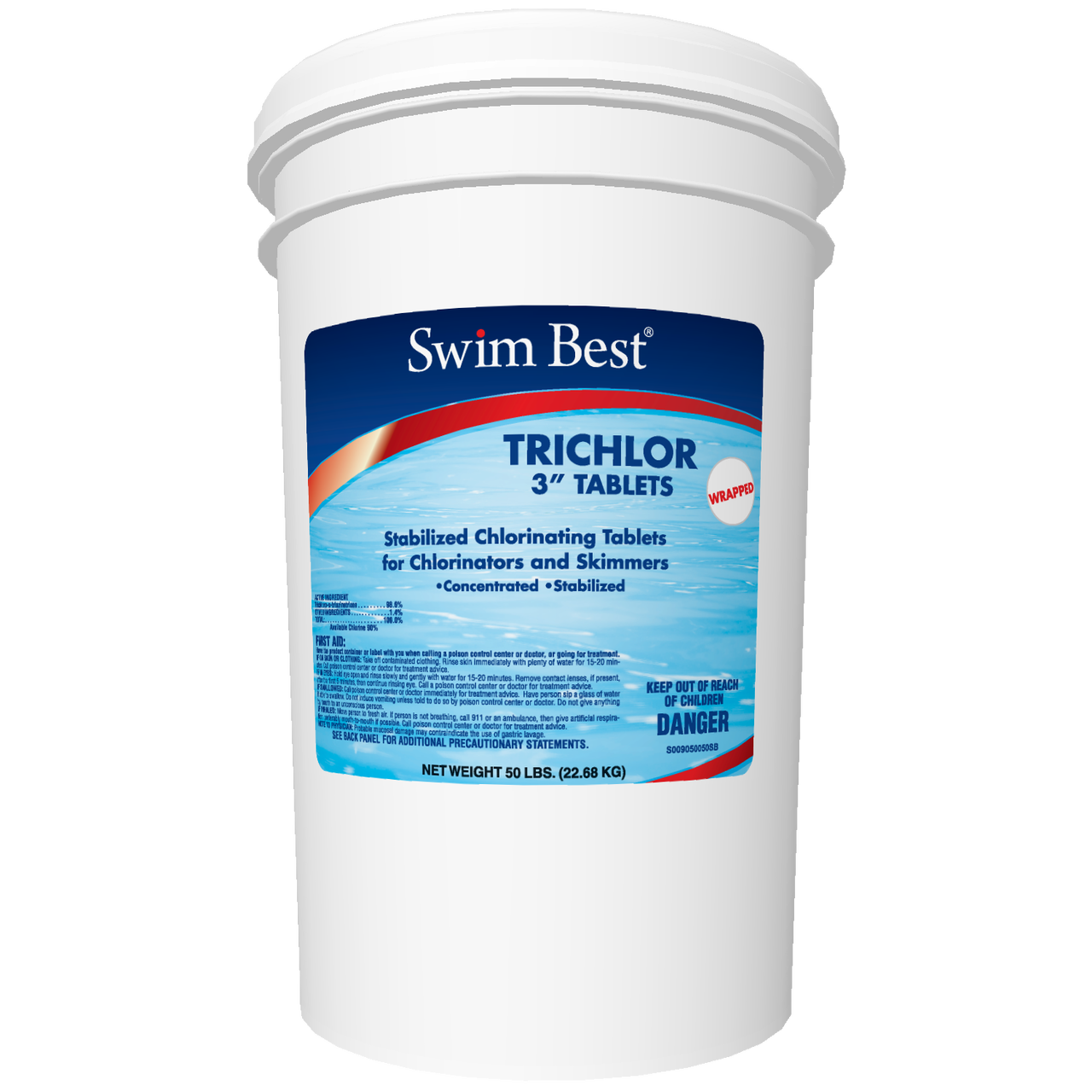 Swim Best 50lb Bucket of 3 Swimming Pool Stabilized Chlorine Tablets