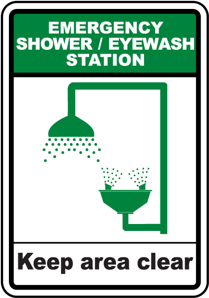 Emergency Shower / Eyewash Station Sign Aluminum