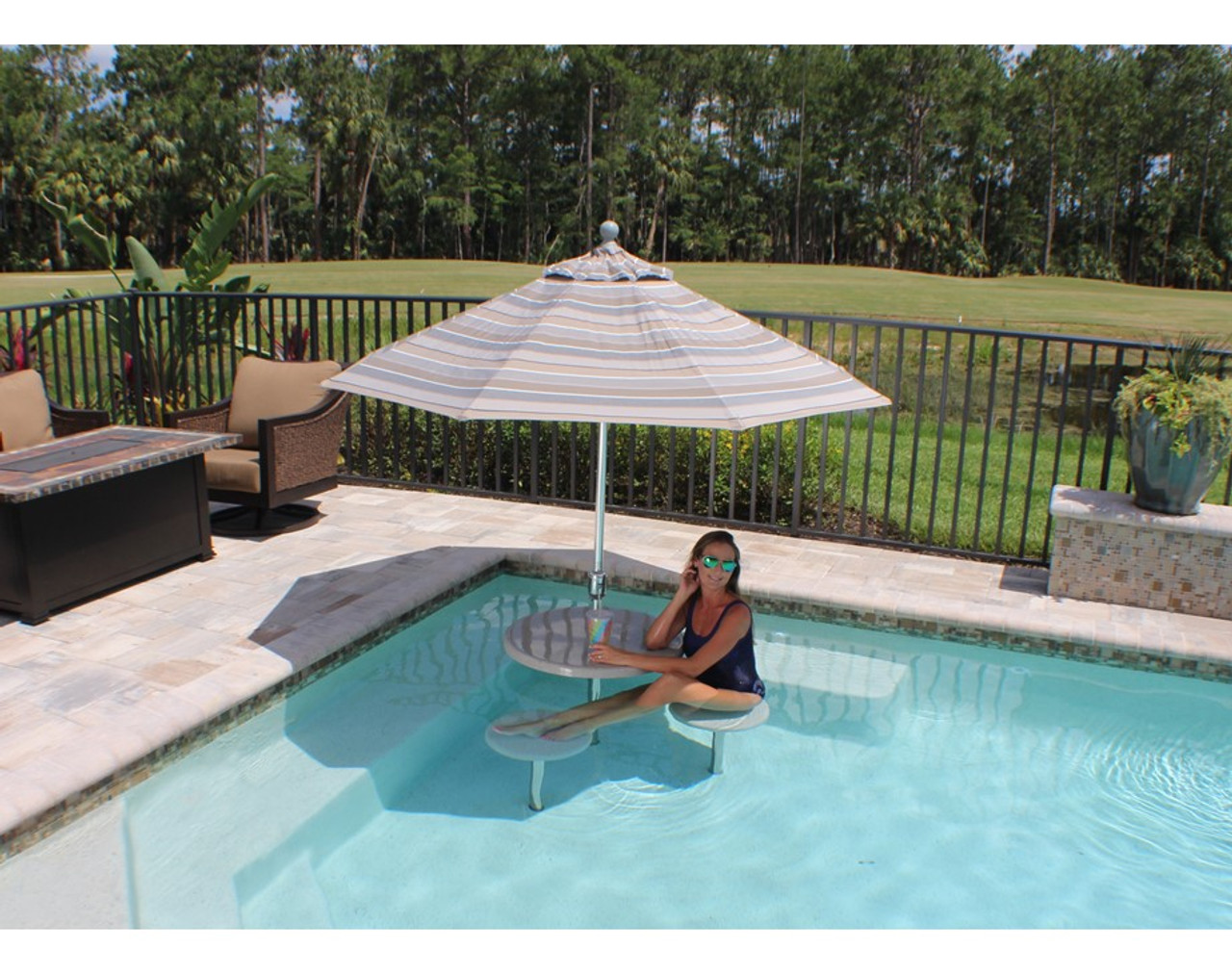 table for pool umbrella hole