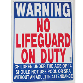 No Lifeguard on Duty Sign SW-1 No Lifeguard on Duty Sign SW-1