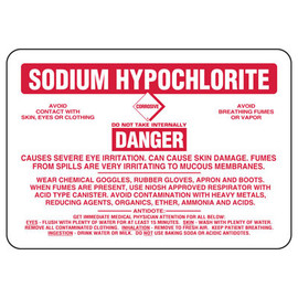 Sodium Hypochlorite Antidote Sign, Aluminum Sodium Hypochlorite Antidote Sign, Aluminum