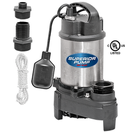 Superior Pump - 1/2 HP Stainless/Cast Iron Sump Pump - Side Discharge  w/Tethered Float - 92588