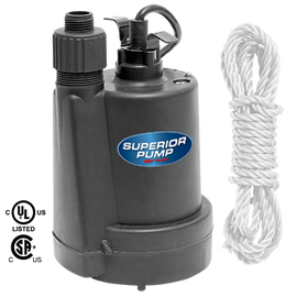 Superior Pump - 1/5 HP Thermoplastic Submersible Utility Pump - 91029 Superior Pump - 1/5 HP Thermoplastic Submersible Utility Pump - 91029