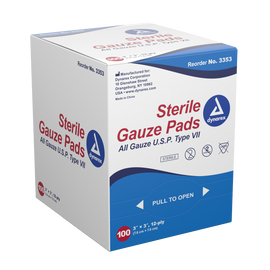 KEMP USA 3x3 Gauze Pads, 2400/Case (24 Boxes of 100) - 11-008-3