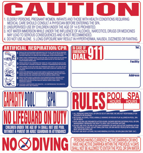 Pool Pals 8 Way Safety Sign -  California Compliant 