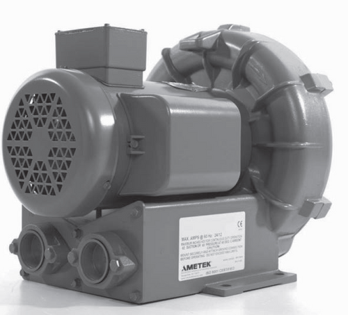 AMETEK DR404AL72M - Commercial Air Blower 1.0HP; ODP; 230/460V; 3 Phase; 50/60 Hz - 037406