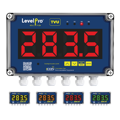 ICON - TVU Multi-Color Process Display / Controller - 4-20MA Input / 2 Relay + 4-20MA Output - TVU-1429 ICON - TVU Multi-Color Process Display / Controller - 4-20MA Input / 2 Relay + 4-20MA Output - TVU-1429