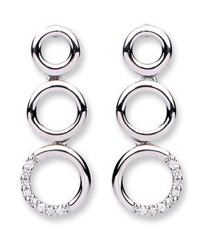 9ct White Gold 0.08ct Diamond Drop Earrings