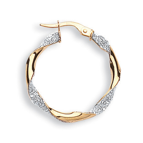 9ct gold Italian Sparkling Hoop Earrings