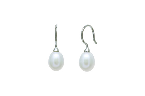 White short drop pearl earrings