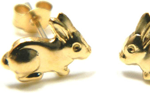 Gold Rabbit Stud Earrings