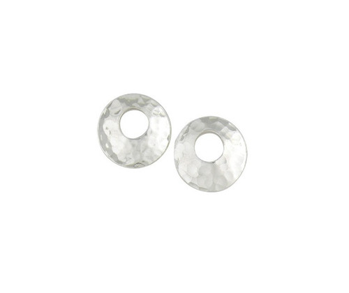 Sterling Silver 925 Hammered Round Open Circle Earrings