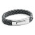 Tribal Steel XO Grey Black Edge Plaited Leather Bracelet with a Matt Stainless Steel Rocker Clasp