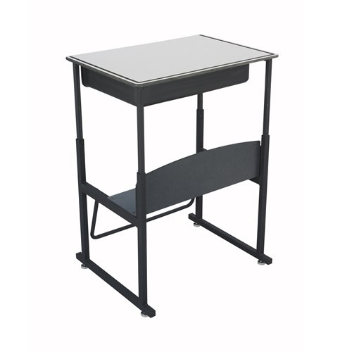 AlphaBetter Adjustable-Height Stand-Up Desk, 28 x 20" Premium Top, Book Box and Swinging Footrest Bar 1204GR - Safco Products Canada