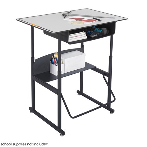 AlphaBetter 1209GR Adjustable-Height Stand-Up Desk, 36 x 24" Premium or Dry Erase Top, Book Box and Swinging Footrest Bar 1209 - Safco Products Canada
