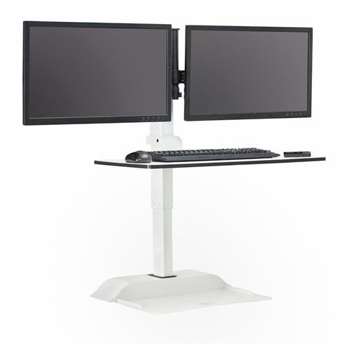 Safco Electric Desktop Sit/Stand - Dual Monitor Arm with remote 2193WH - Safco Products Canada