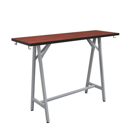 Spark Teaming Table, 60x20" Rectangular Worksurface, 42"H Silver Base in Biltmore Cherry - SafcoProducts.Ca