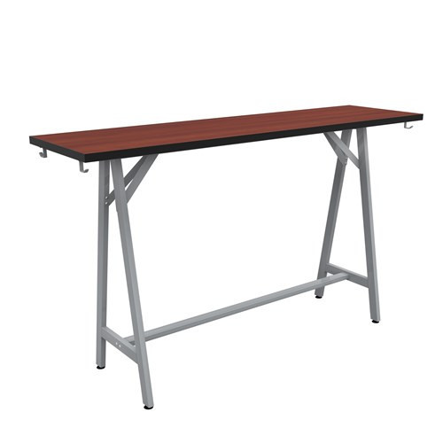 Spark Teaming Table, 60x24" Rectangular Worksurface, 42"H Silver Base in Biltmore Cherry - SafcoProducts.Ca