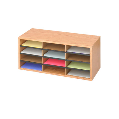 Wood Adjustable Literature Organizer 12 Compartment [9420