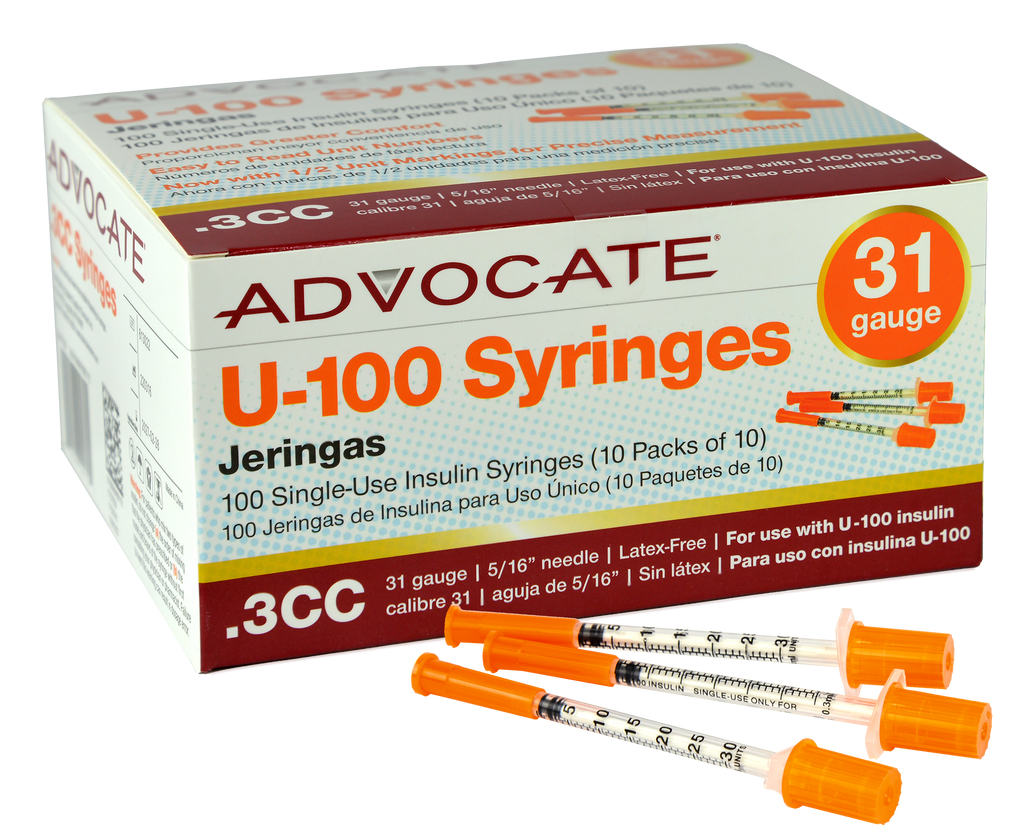 Advocate Syringes 31G .3cc 5/16" 100/box (894046001721)