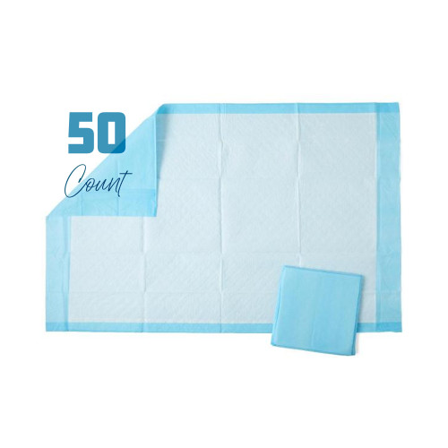 50 Disposable Underpads, Blue, 36" X 23"
