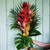 This extraordinary arrangement will surely impress, and it comes already arranged! All you have to do is remove it from the box and place it in a vase. Arrangement is between 36 and 40 inches in height and features two elegant heliconia surrounded by gingers, tropics, anthuriums, and other exotics for a total of 30 stems. 