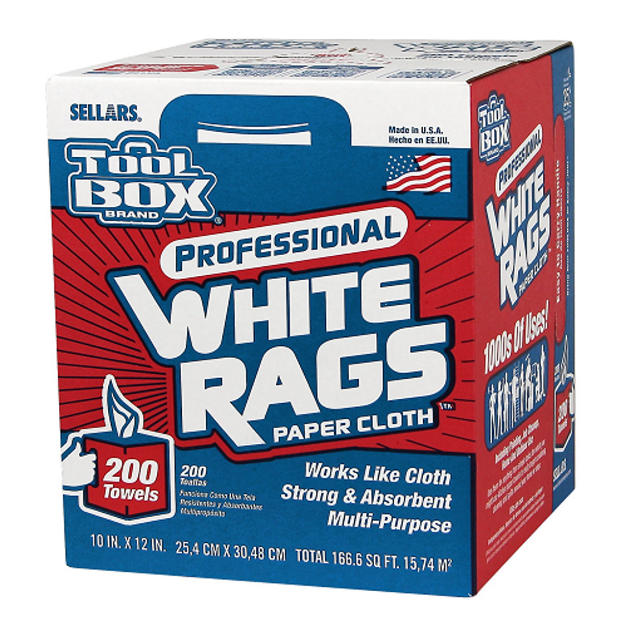 Sellars TOOLBOX® White Rags Center-Pull Box