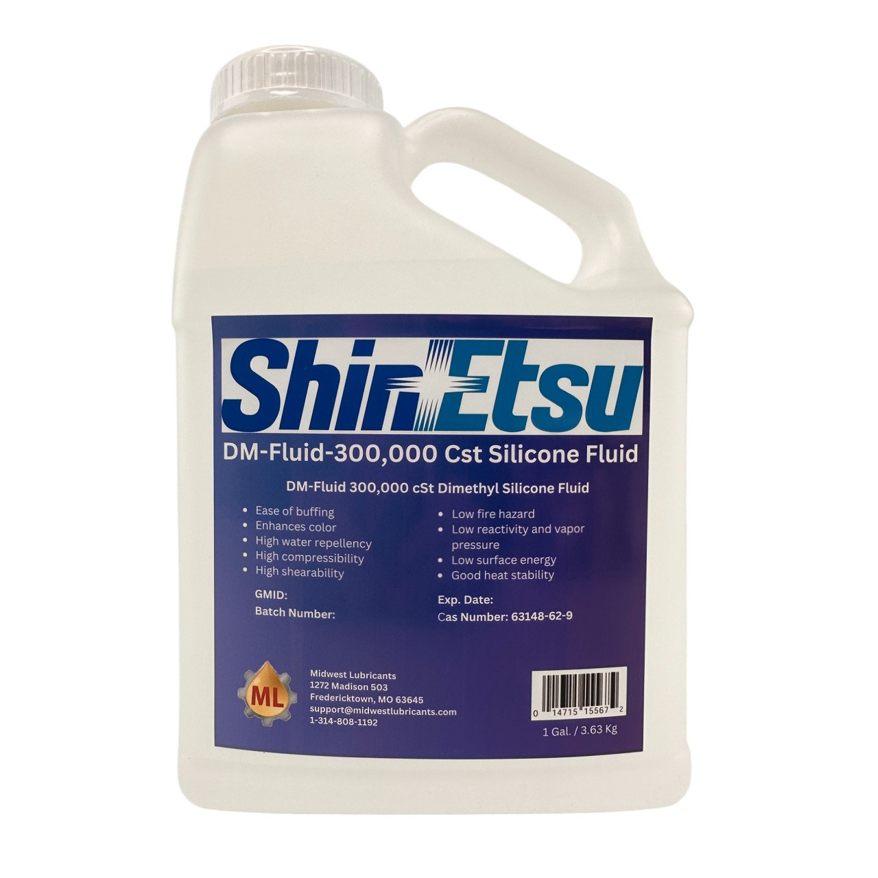 Shin Etsu DM-Fluid-300,000 Cst - Midwest Lubricants LLC.