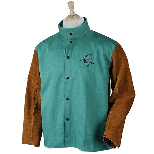 FR treated cotton on the body keeps you cool with the added durability of rugged split cowhide sleeves