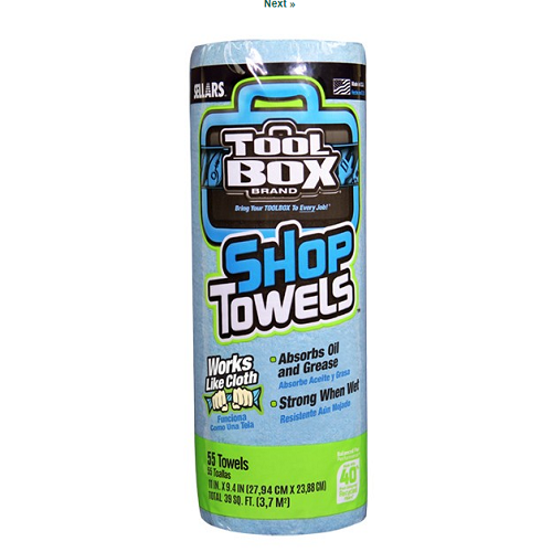 - TOOLBOX® Shop Towel Rolls are just the right size to handle your dirtiest and toughest wiping applications around the shop or home