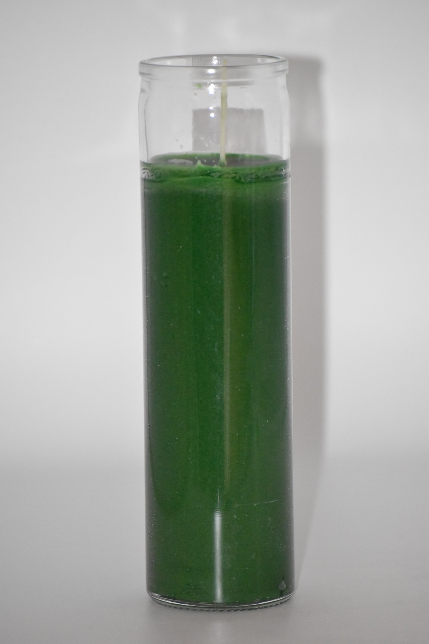 7 Day Green Plain Glass Candle Spiritual, Altar Supplies Earth Sea
