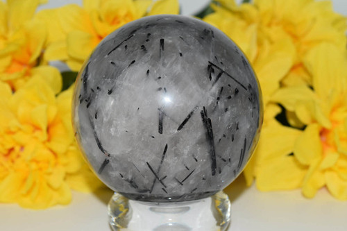 3 lb 0.4oz Black Tourmaline Rutilated Quartz Crystal