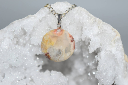Yellow Lace Agate Crystal Pendant -