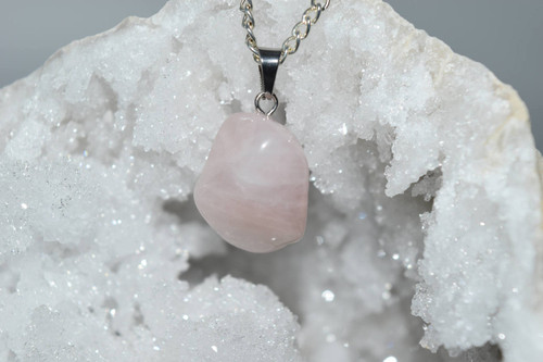 Tumbled Rose Quartz Crystal Pendant