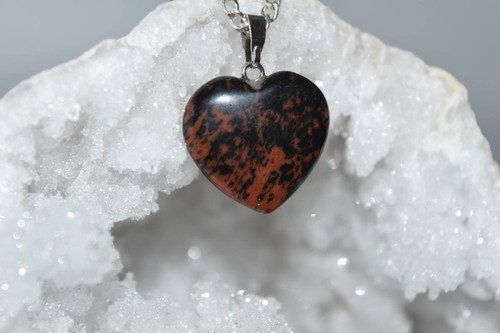 Heart Mahogany Obsidian Crystal Pendant-