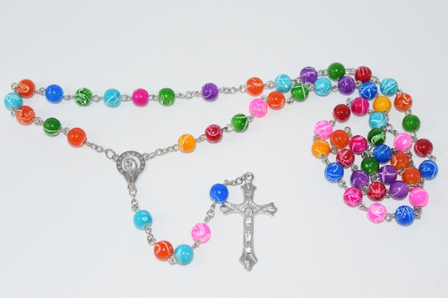 Colorful Rosary Bead Necklace 8mm Bead - Prayer Necklace