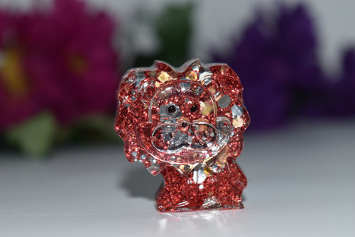 Orgone Red Lion Mini 1 pc -Quartz Crystal, Pyrite, Blue Kyanite