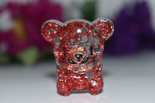 Orgone Red Bear Mini 1 pc -Quartz Crystal, Pyrite, Blue Kyanite