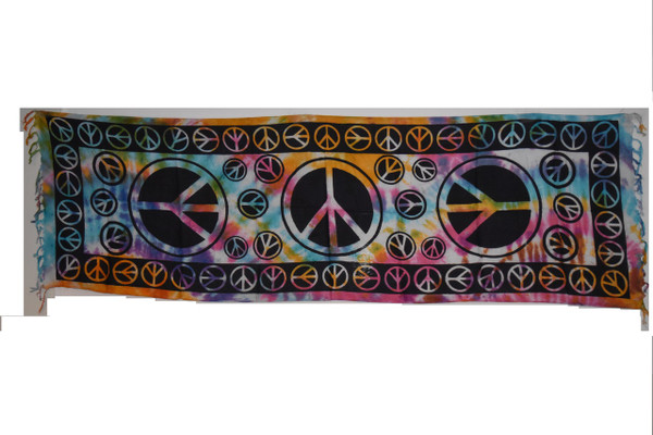 Peace Colorful Tie Dye Tapestry- Altar Cloth, Sarong, Stole, Scarf, Headwrap, Pentacle