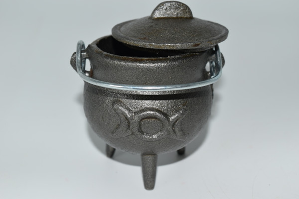 Small Cast Iron Triple Moon Cauldron for Incense, Resin,Cones
