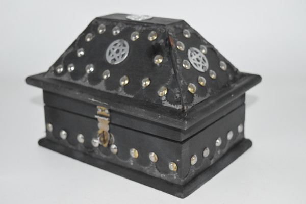 Star Antique Chest- Wooden Box- Tarot Cards, Crystals, Altar Supplies, Gift Giving