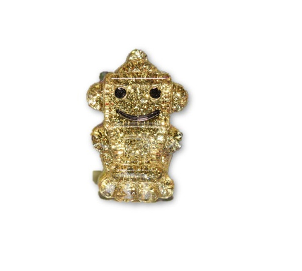 Orgone Energy Yellow Robot Mini Boy 1 pc -Quartz Crystal, Pyrite, Blue Kyanite